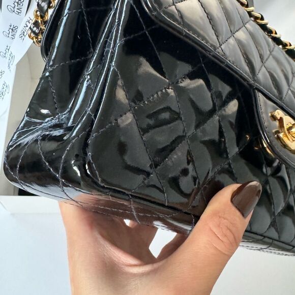 Chanel vintage small double sided flap black patent GHW - Picture 8 of 11